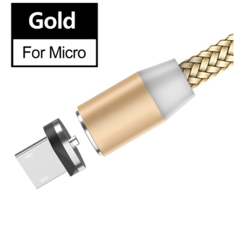 Magnetische Kabel Micro Usb Snel Opladen Magnetische Lading Koord Voor Samsung S4 S5 S6 S7 Rand Note 3 4 5 5V 2.4A Nylon Gevlochten Draad: Gold For Micro