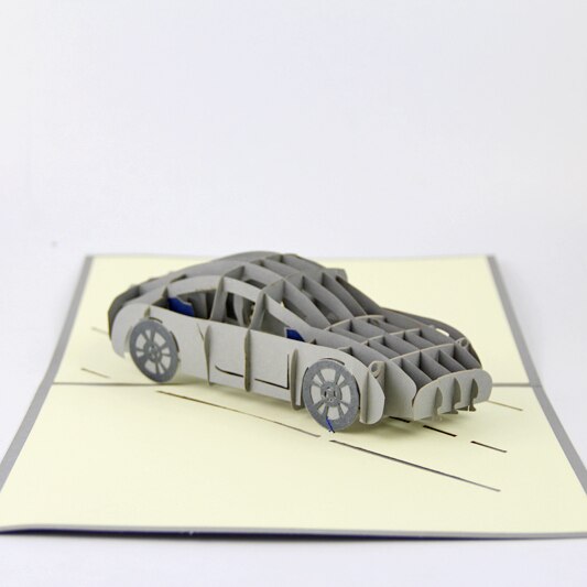 Luxe sportwagen leven card/3D kirigami card/handgemaakte wenskaarten voor mannen