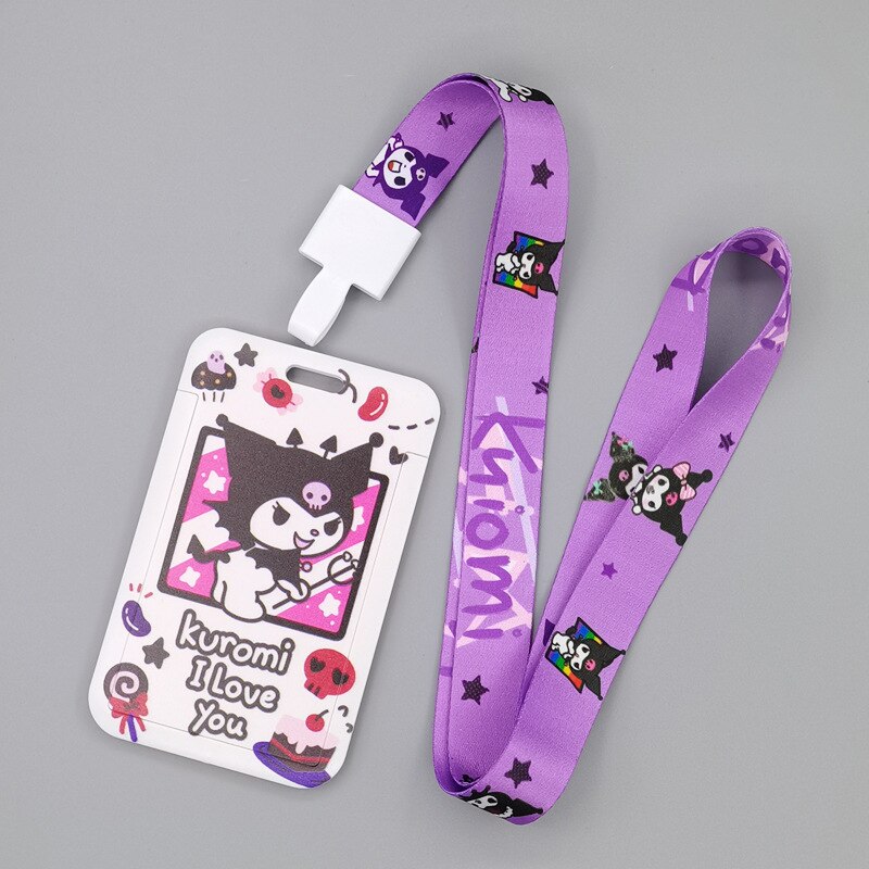 TAKARA TOMY Cute Cartoon Hello Kitty Printed Anime Bus Card Set Light Industry Card Lanyard Campus Meal Card: D