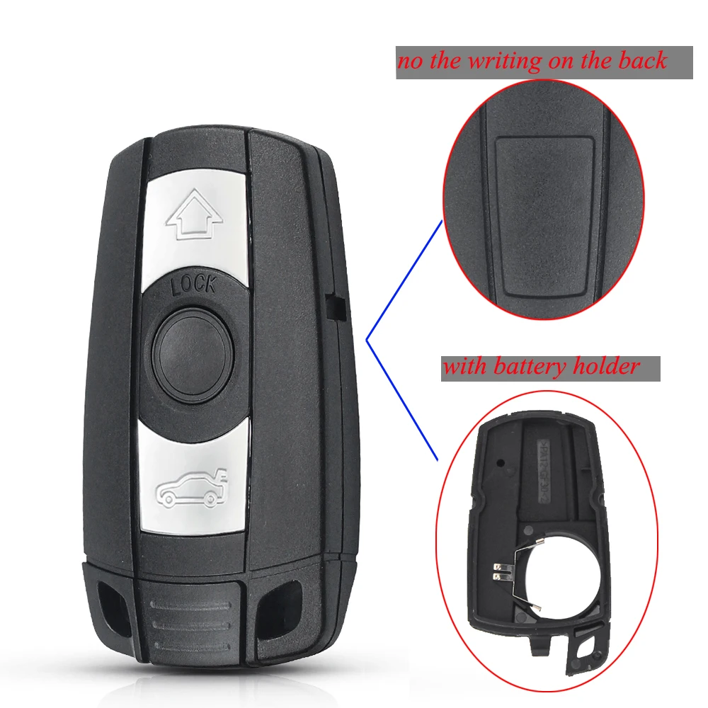 KEYYOU-funda para llave de coche, carcasa para mando a distancia, 3 botones, hoja inteligente, para BMW 1, 3, 5, 6, Serie E90, E91, E92, E60: Rojo