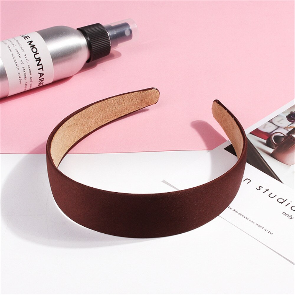 1PC Plastic Canvas Brede Hoofdband Haarband Hoofddeksels Solide Haaraccessoires Voor Vrouwen: coffee