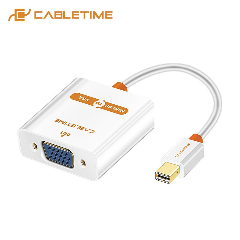 Cabletime Thunderbolt Mini Displayport Naar Vga Adapter Mini Dp Naar Vga Kabel Man Naar Vrouw Voor 1080P Hdtv Macbook/Imac Pro C068