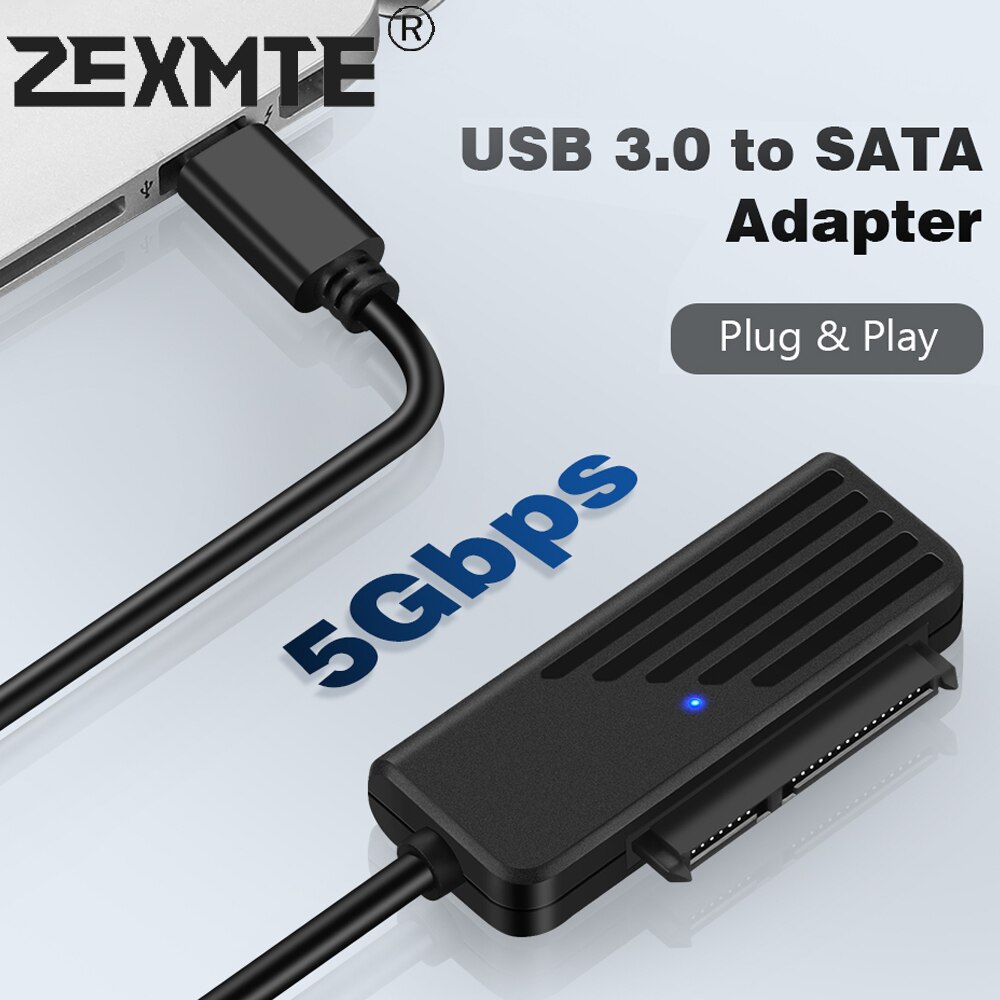 Zexmte USB 3.0 TO SATA Adapter USB A/C TO SATA 2.5 INCH Cable Support SATA HDD/SSD Hard Drive Up to 4TB Plug and Play