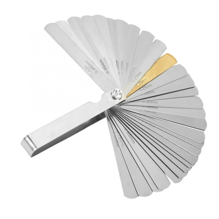 32 blade følermåler i rustfrit stål metrisk imperial 0.04-0.88mm måleværktøj sammenfoldelige følermålere