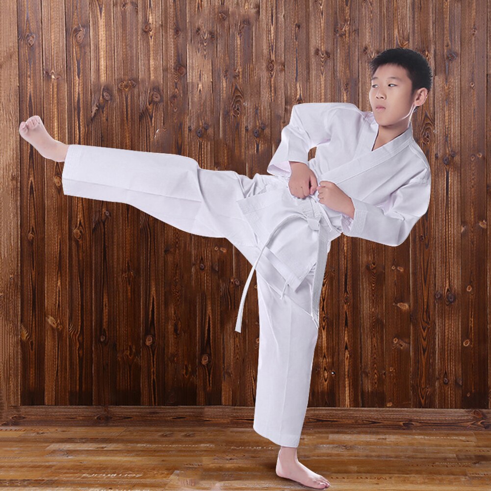 White Karate Uniform Belt Belt Taekwondo Suit Adult Children Women Men Kung Fu Training Workout Clothes