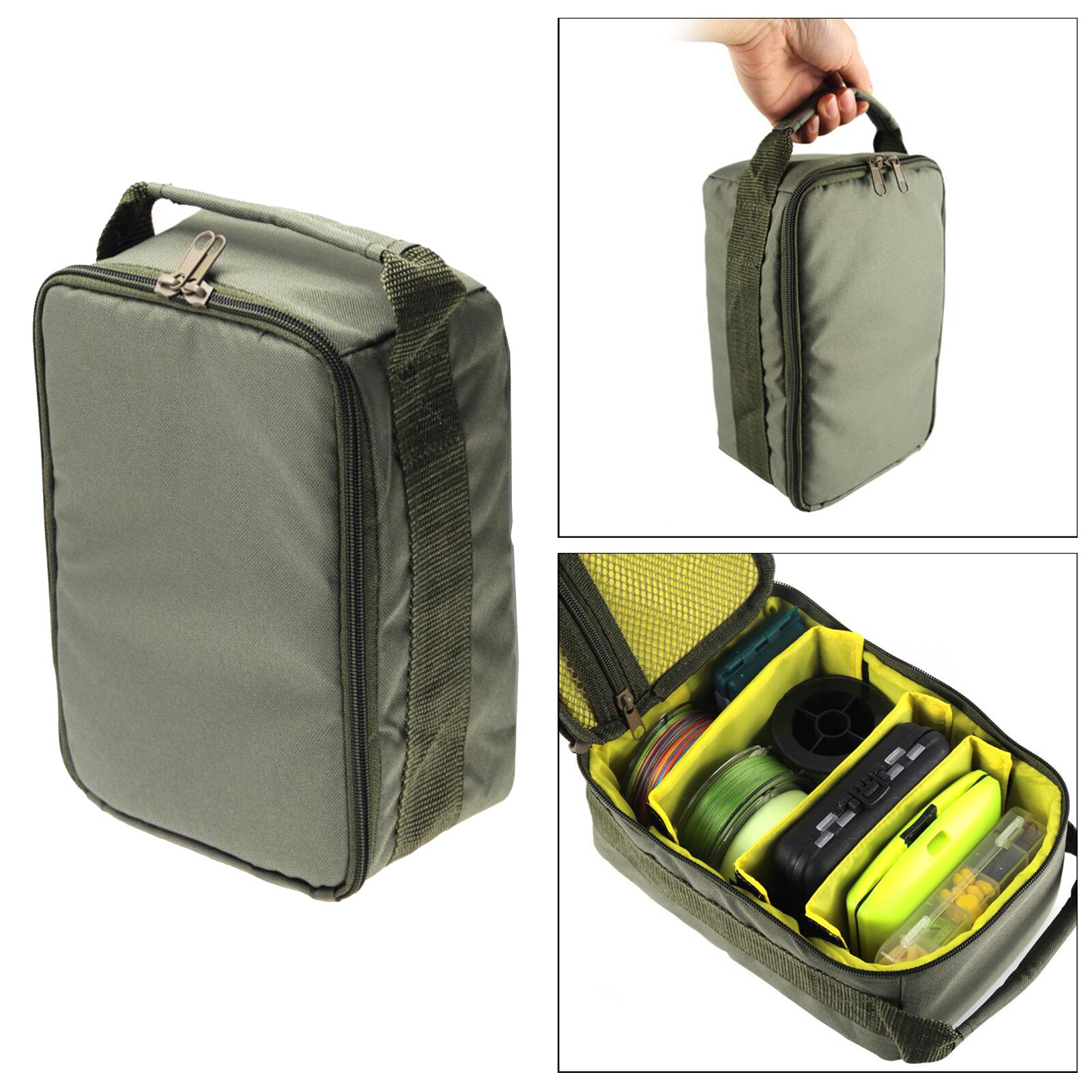 Fishing Reels Storage Bag Large Capacity Removable Compartment Adjustable Fish Reel Storage Case Organizer Fishing Tackle Case