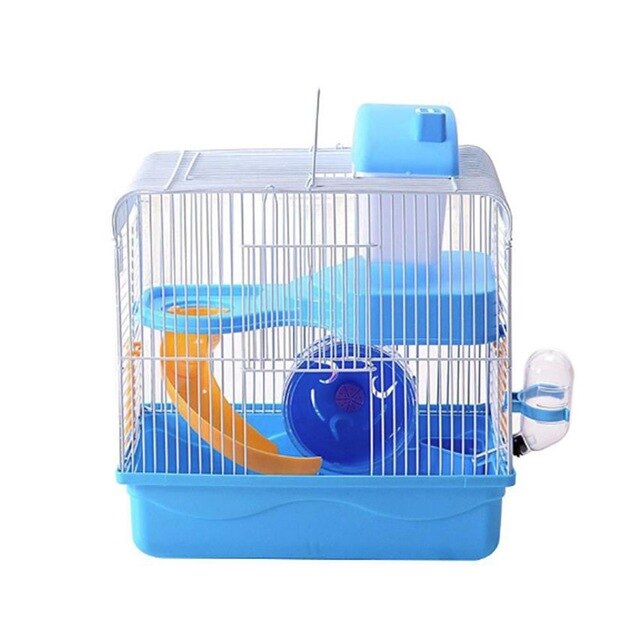 3 Kleur Draagbare Luxe Storey Hamster Kooi Muis Thuis Rat Kooi Egel Water Fles Chinchilla Opslag Outdoor: Blue