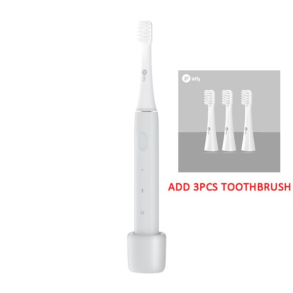 Youpin ultrasonic  p60 elektrisk tandbørste voksenblegning vandtæt usb induktion opladning ultra lang standby rejse tandbørste: Grå tilføj børstehoved