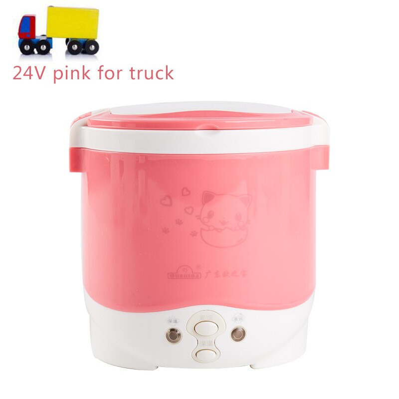 Cuiseur de riz 1l, utilisé dans la maison, 110v à 220v ou voiture 12v à 24v, suffisant pour deux personnes avec des Instructions en anglais: 24V pink for truck