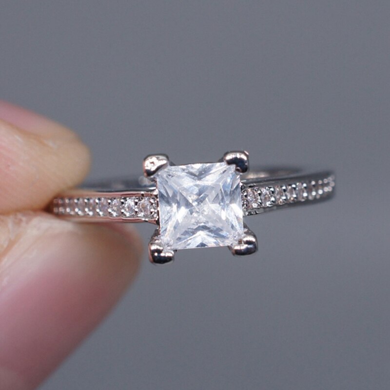 Desgin store firkantede havblå stenringe til kvinder smykker bryllup forlovelse luksus indlagt sten cubic zirkon ringe