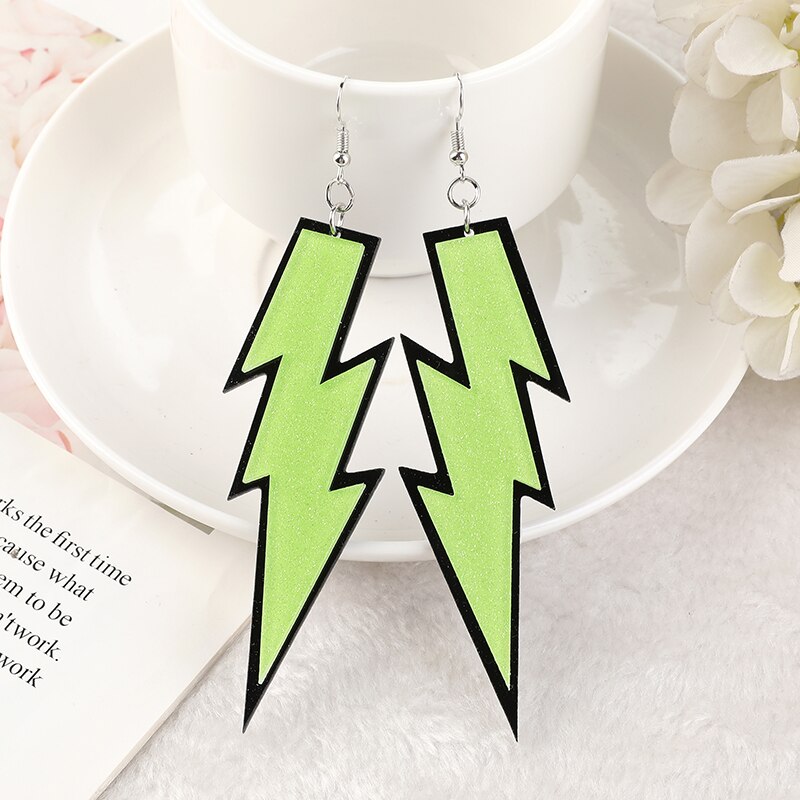 1 paar Blitz Reize Kreative Acryl Bunte Frau Baumeln Ohrringe Tropfen Ohrringe Für Mädchen Geburtstag: Grün