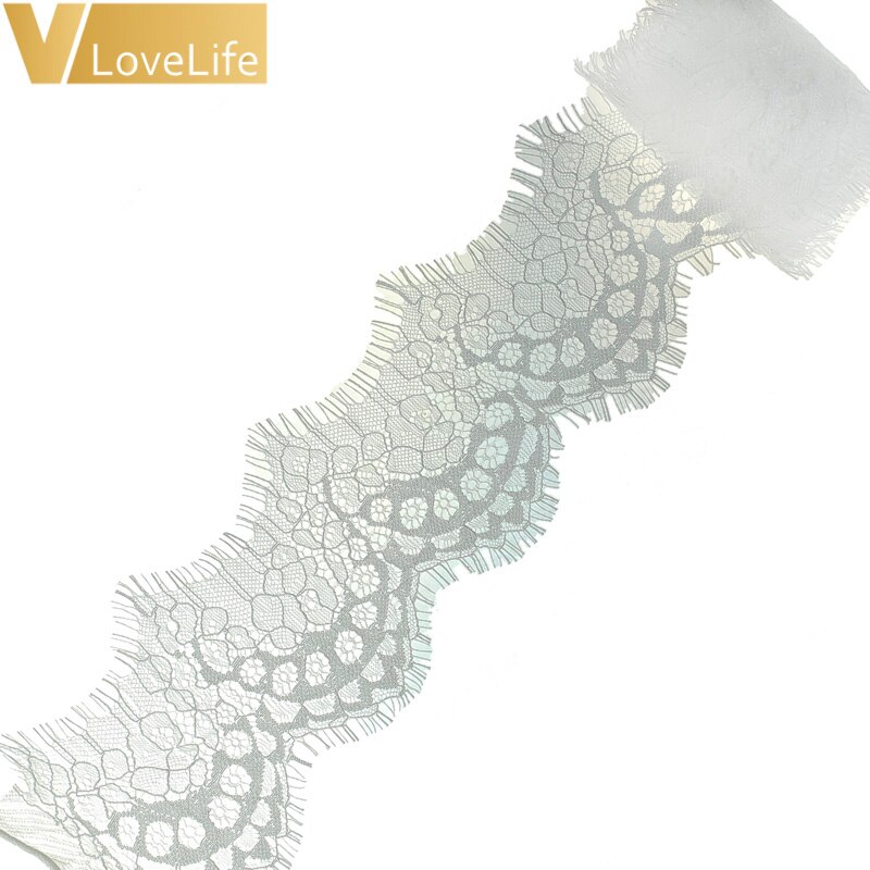 DIY Ribbon 118" Lace Fabric Trim White Black Trim Embroidered For Sewing Decoration African Lace Fabric Beautiful: E-White
