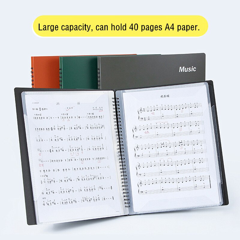 40 Pagina &#39;S A4 Multi-layer Muziek Score Coil Map Praktijk Piano Vellen Papier Document Organizer