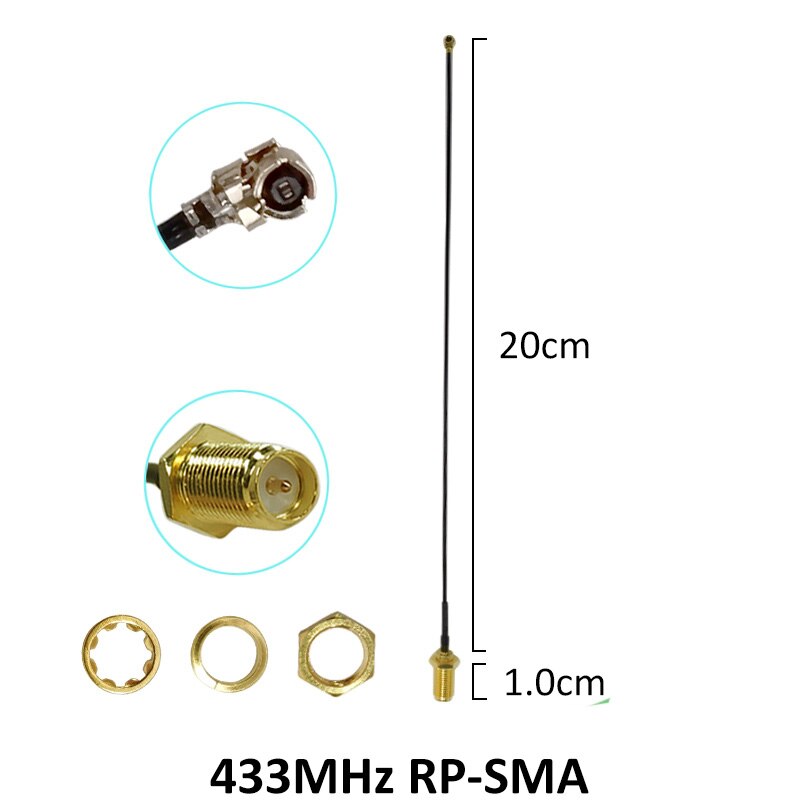 2pcs 433Mhz Antenna 5dbi GSM 433 IOT RP-SMA Connector Rubber waterproof Lorawan antenna+ IPX to SMA Male Extension Pigtail Cable