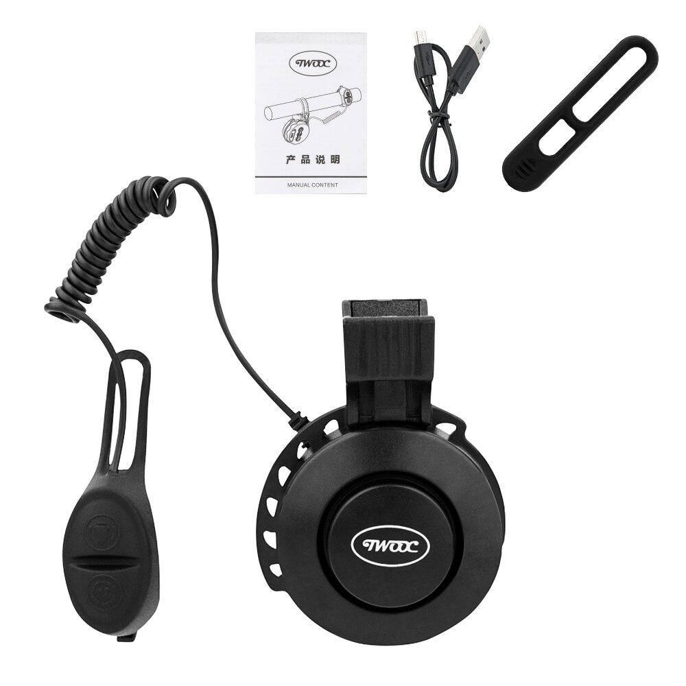 TWOCC T002S Adjustable Volume Sound 4 Modes Mini Alarm Bell Electronic Bicycle Horn Rechargeable Waterproof Bike Strong Loud