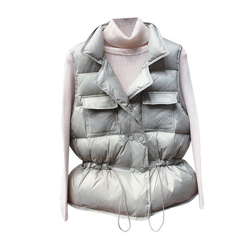 Licht Down Vest Vrouwen Korte Vest Winddicht Lichtgewicht Warm Vest Witte Eendendons Down Jas Mouwloze: Light Green / L