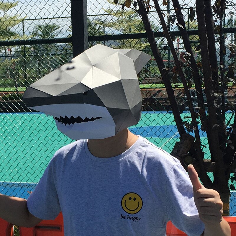 Handmade Three-Dimensional Paper Mold DIY Shark Mask Headgear Men's Fancy Dress Ball Party Halloween Photography Props