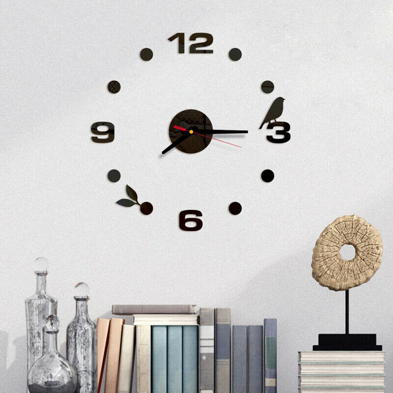 Modern DIY 3D Large Number Wall Clock Mirror Big Number Watch Sticker Decor Silent Home Office Kids Room Unique