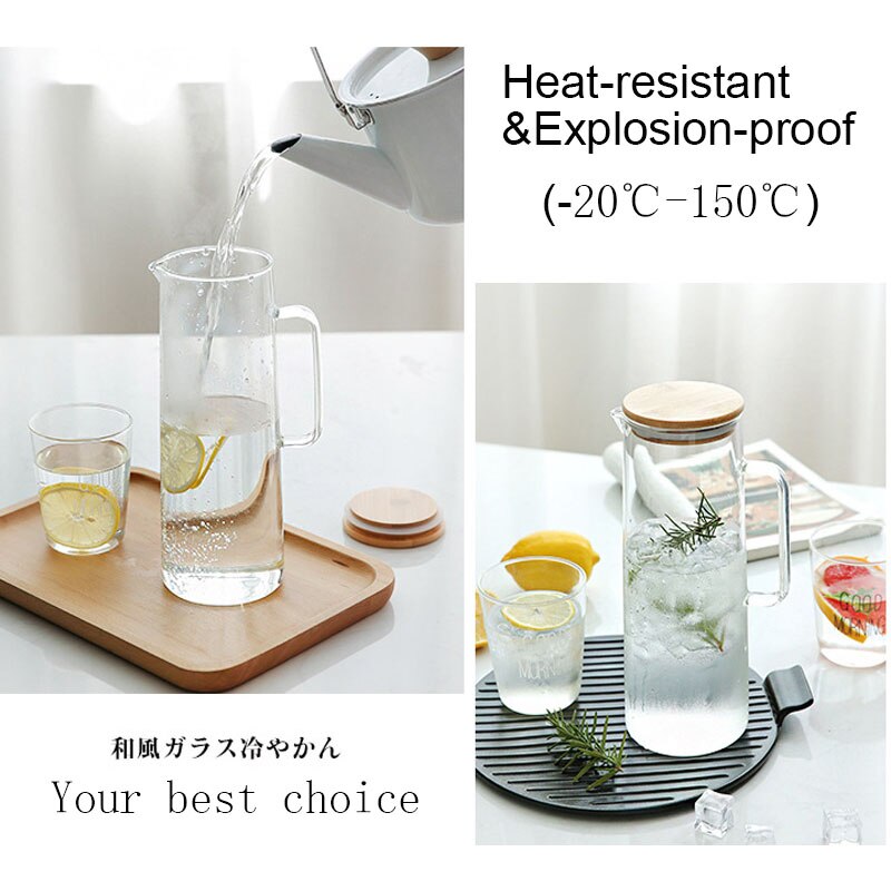 1/1.2/1.5l varmebestandigt glas vandflaske frugtsaft te mælkekander potter høj temperatur opvarmning vand pot hjem dekoration