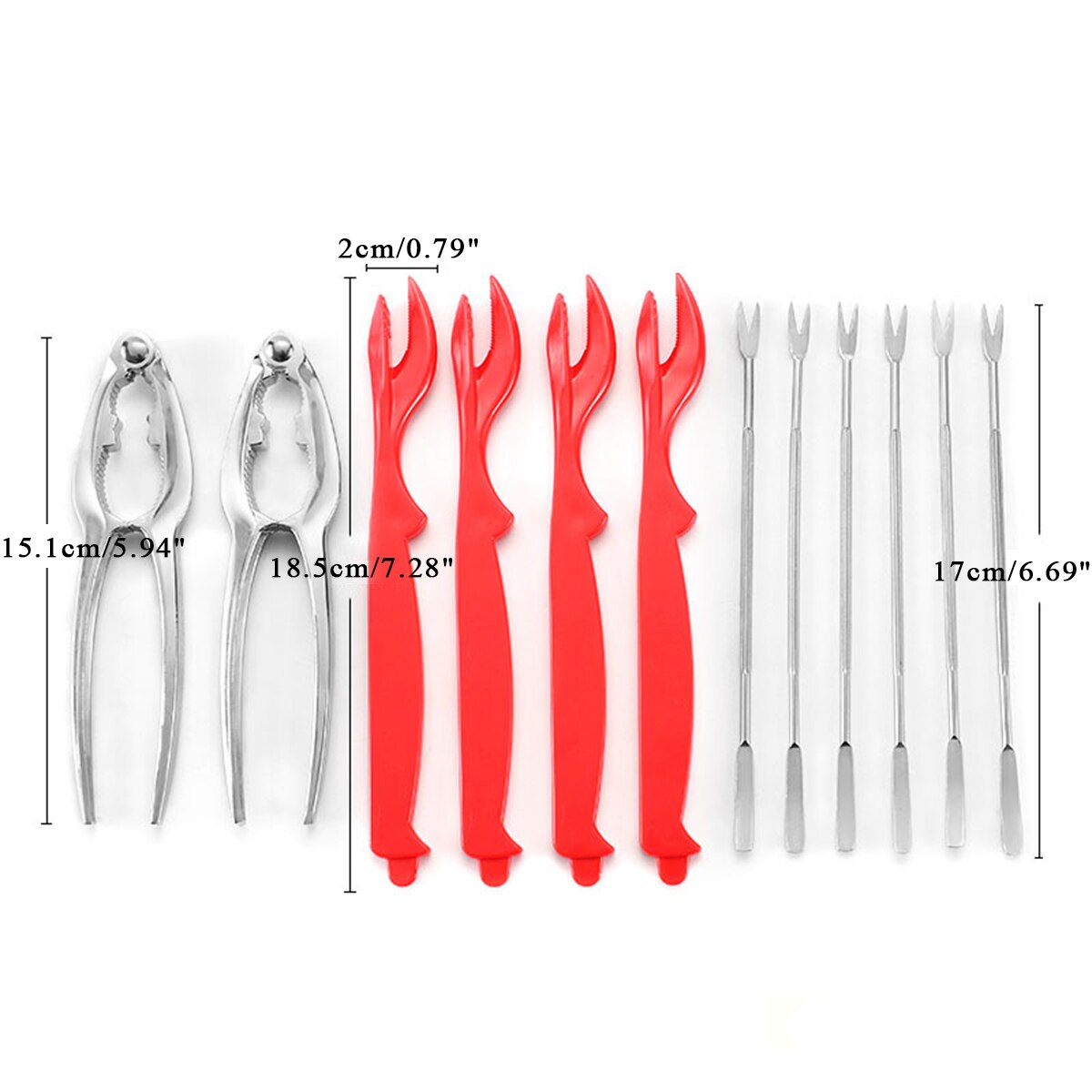 12 Pcs Seafood Tools Kit Lobster and Crabs Cracker Tool Nut Cracker Forks Set Opener Opener Shellfish Lobster Leg Sheller Knife
