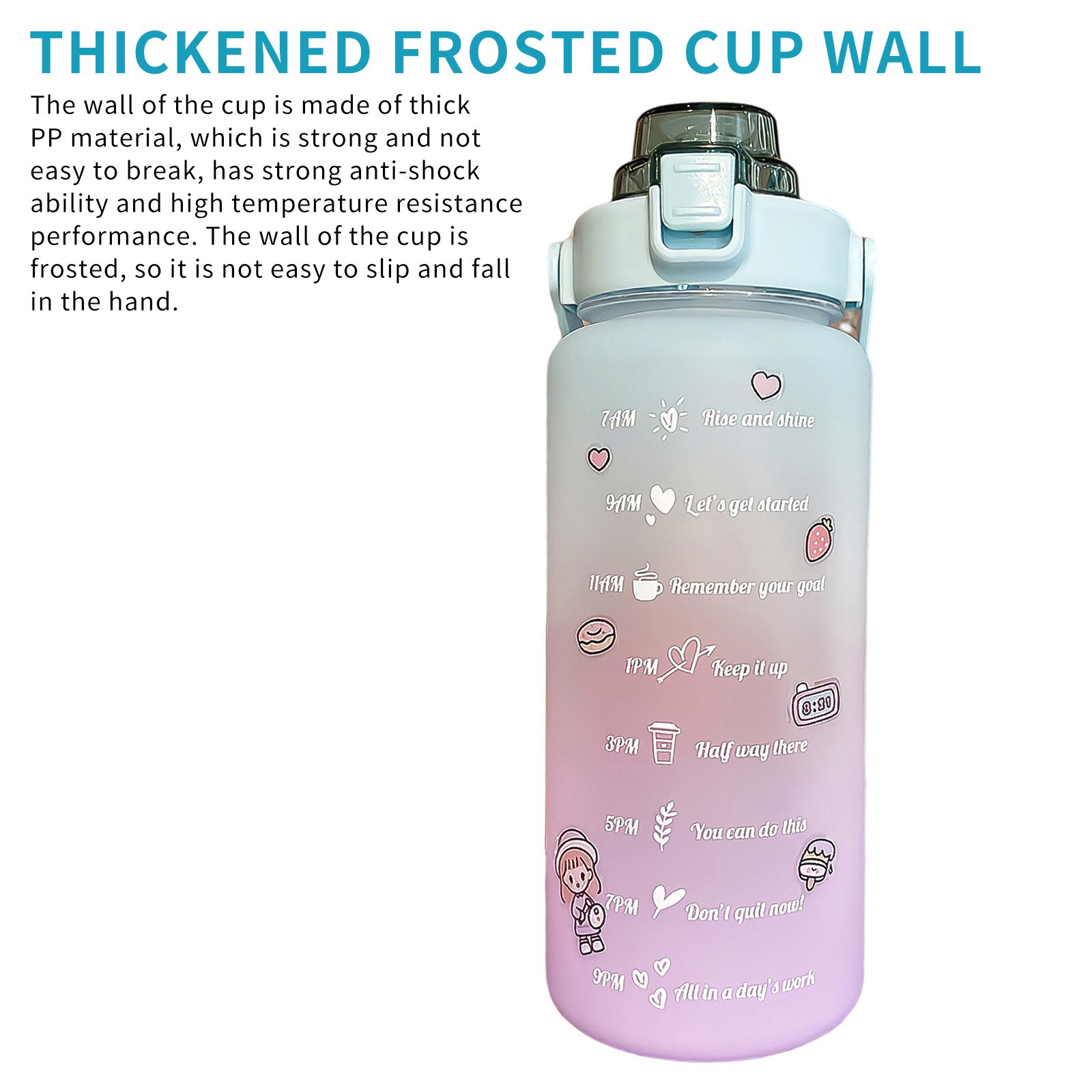 Aufkleber Wasser Flasche Mit Stroh 2000ml Nette Tragbare Skala Flasche Für Wasser Ich bin Freien Reise Wasserkocher Für Erwachsene Studenten Trinken krüge