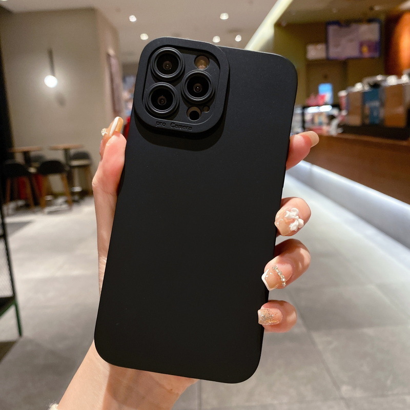 Funda de teléfono de TPU de silicona negra a prueba de golpes de alta gama para Iphone 16 15 14 13 12 Pro 11 Pro Max X Xs XR 7 8 SE hombres protege la cubierta de la lente: PC