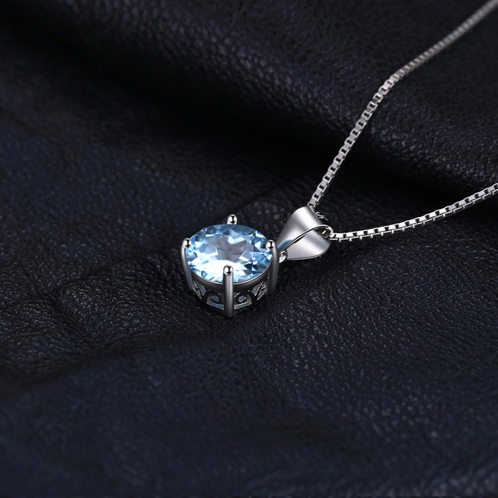 Juvelrypalace naturblå topas vedhæng halskæde 925 sterling sølv ædelsten choker statement halskæde kvinder ingen kæde