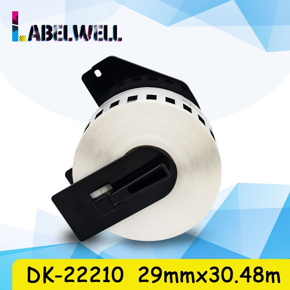 Labelwell 1 rolo branco etiqueta rolo compatível para brother DK-22210 DK-2210 dk 22210 etiqueta 29mm * 30.48m para QL-500, QL-550, QL-570
