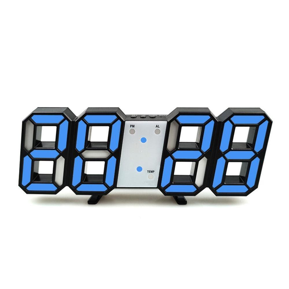 3D LED Digital Clock Glowing Night Mode Brightness Adjustable Electronic Table Clock 24/12 Hour Display Alarm Clock Wall Hanging: H