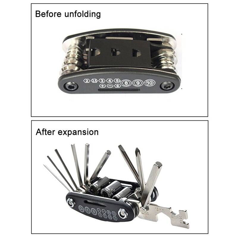 16 In 1 Multifunctional Bicycle Repair Tools Road Mountain Bike Multi Tool Kit Bike Tools Set Cycling Multitool