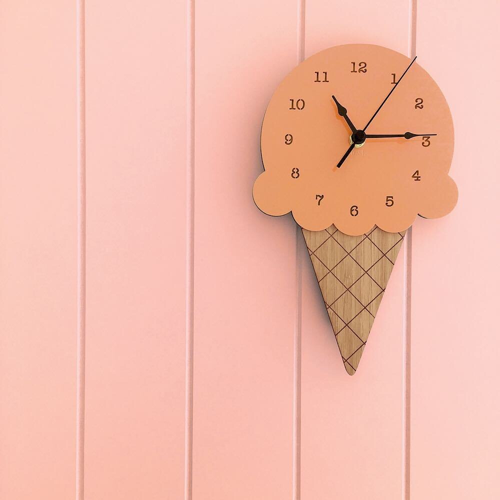 Nordic Ice Cream Wall Clocks Cute Creativity Cartoon Mute Watch Wall Home Decor Kids Room Wall Decoration Cute Ornament