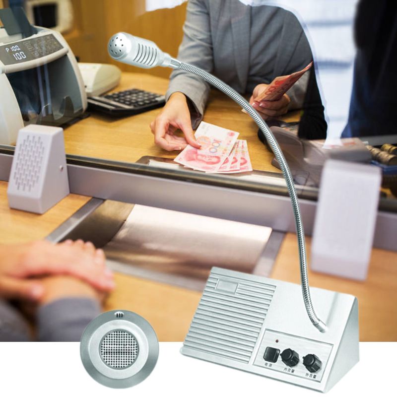 Dual Way Bank Counter Interphone No Touch For Business Store Bank Station Ticket Window Intercom System