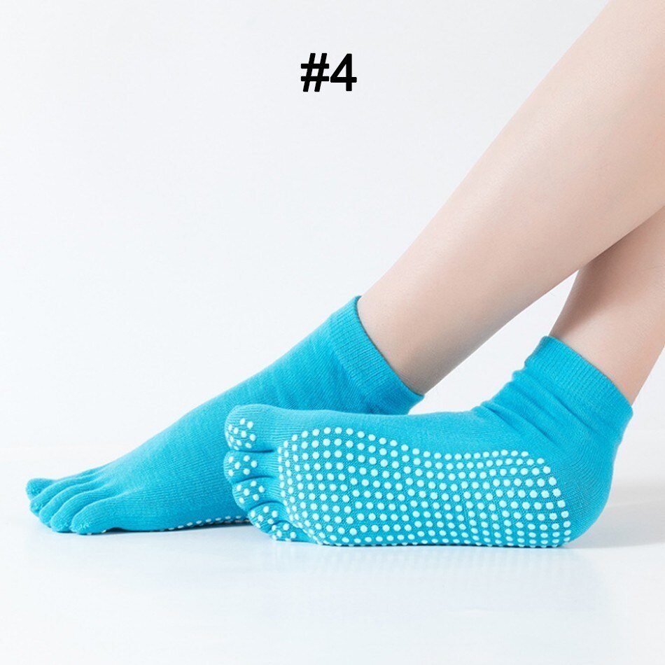 WorthWhile 1 Pair Women Sports Yoga Socks Five Finger Slipper Anti Slip Lady Pilates Ballet Heel Dance Protector: Blue