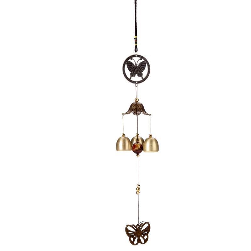 WINOMO Retro Copper Wind Chime Metal Aeolian Bells Butterfly Style for Patio Porch Garden Backyard