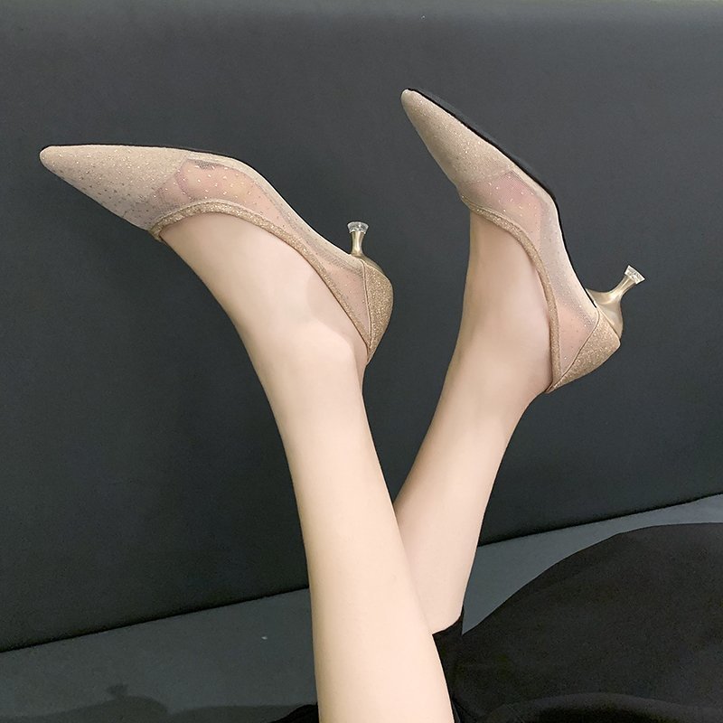 femmes talons hauts paillettes talons clairs pompes dame bling mariage mariée Transparent femmes sandales noir chaussures épais