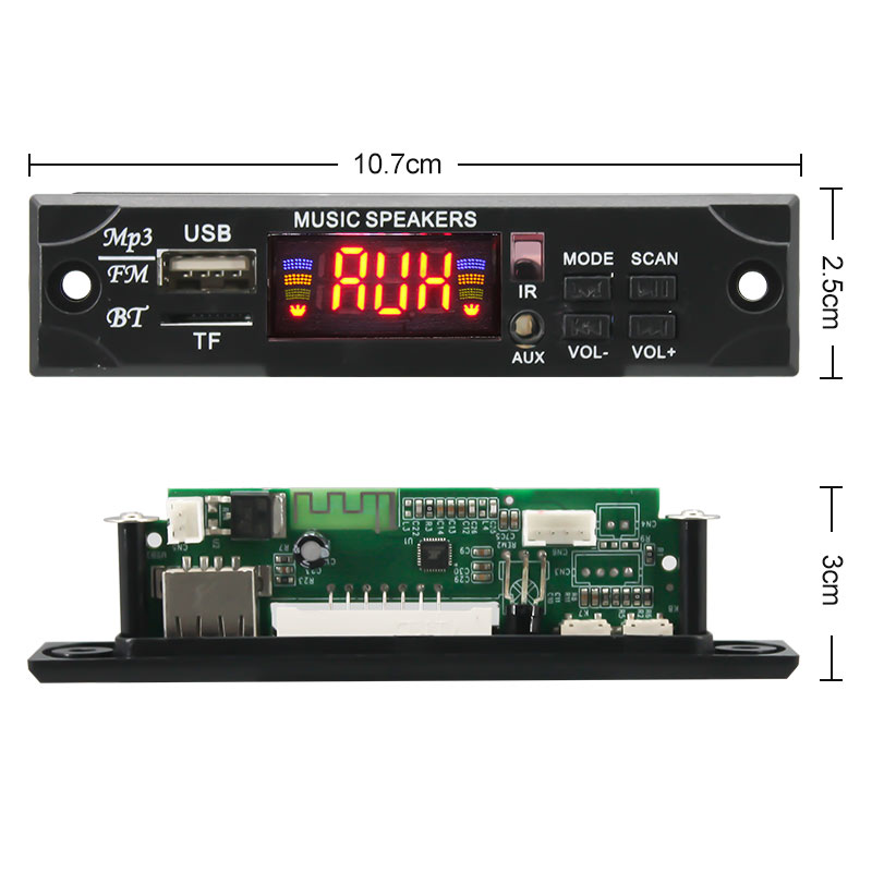 VIRE Bluetooth 5.3 Odtwarzacz MP3 Dekoder Moduł 5V/12V Kolorowy ekran Car Audio USB TF FM Moduł radia z pilotem zdalnego sterowania