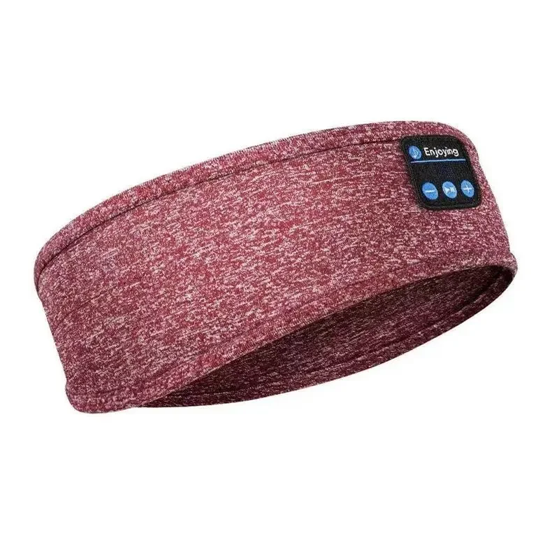 Bluetooth Sleeping Headphones Sports Headband Thin Soft Elastic Comfortable Wireless Music Earphones Eye Mask for Side Sleeper: Red