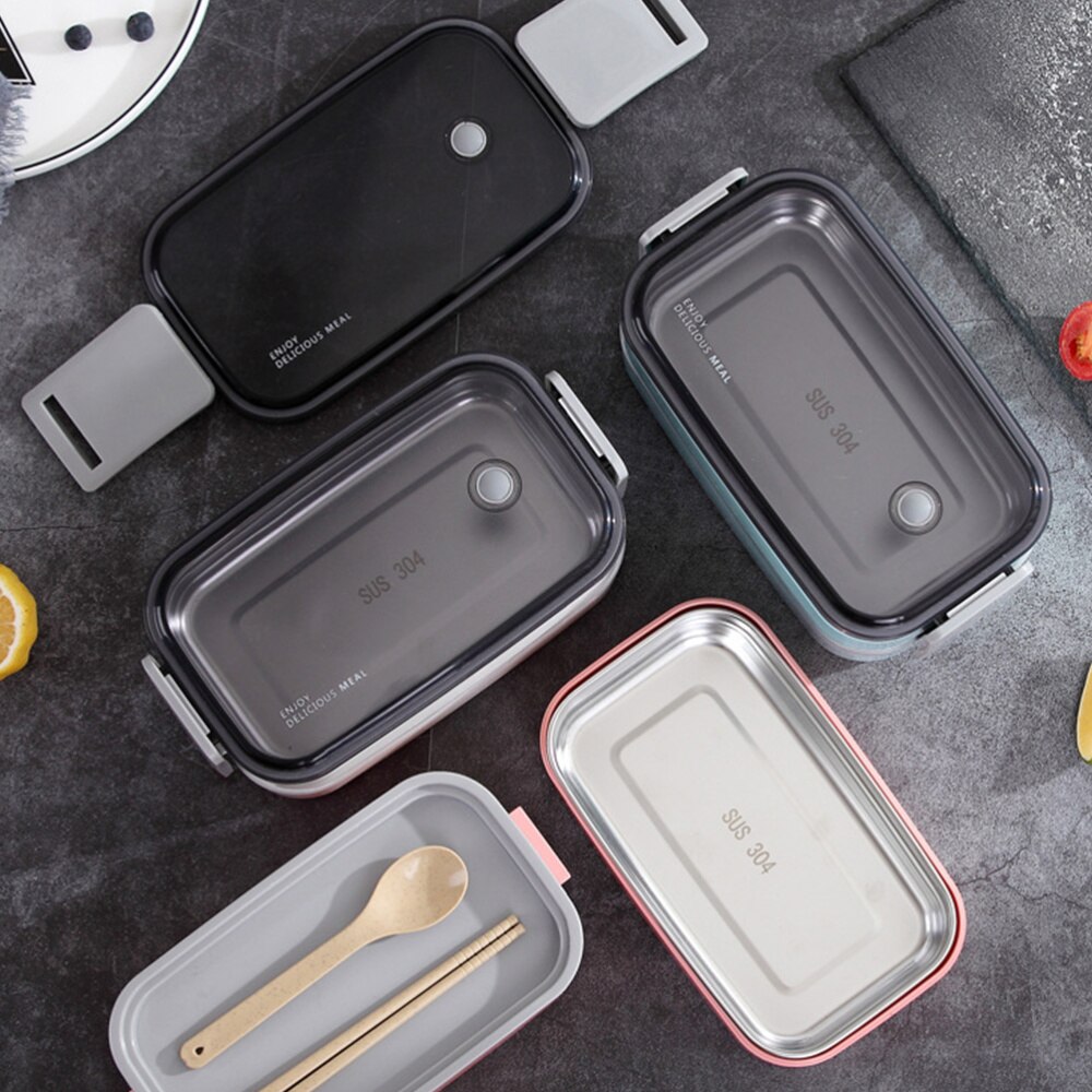 1Pc Double Deck Meal Box Double-deck Portable Meal Box Packed Food Box Container for Takeaway (Sky-blue)