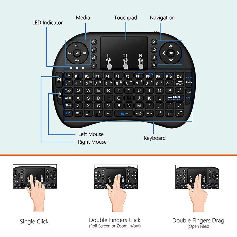 I8 Mini Wireless Keyboard 2.4Ghz Russische Engels Versie Air Mouse Met Touchpad Voor Laptop Android Tv Box Pc