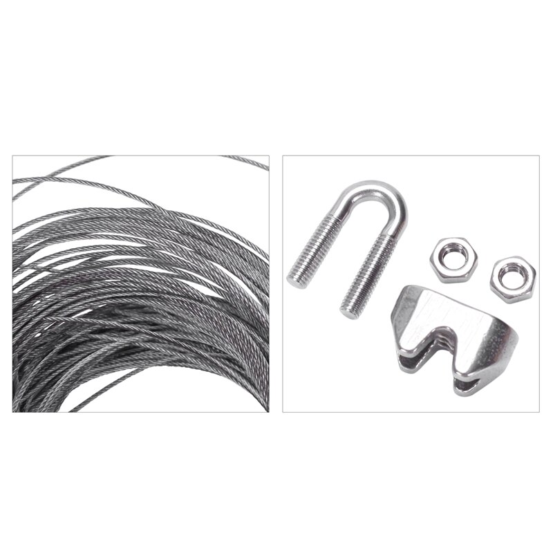 12 stk 2mm 1/16 tommer rustfrit stål wire kabel klemmefastgørelse & 1 stk rustfrit stål wire kabel rigning ekstra, længde: