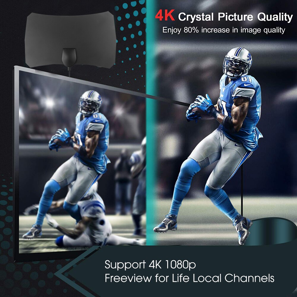 Kebidu 4k 25db high gain hd tv dtv box digital tv antenne eu stik 50 miles booster aktiv indendørs antenne hd flad