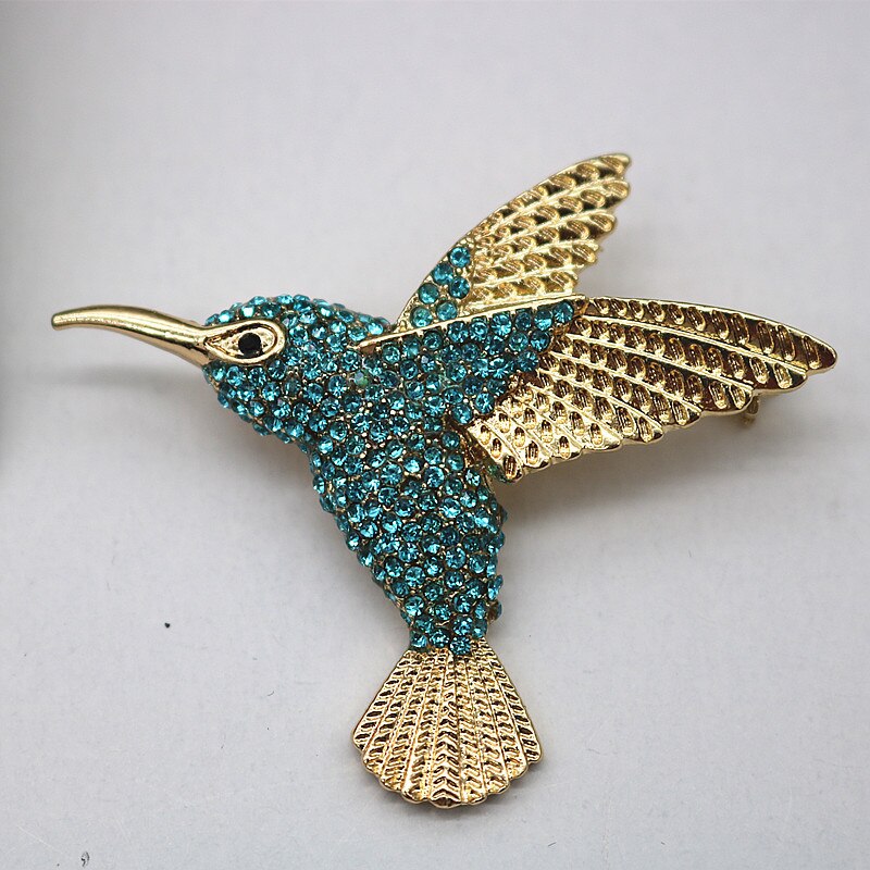Broche colibri rétro pour femme, épingle de manteau de corsage féminin, bijoux mignons, accessoires de fête de mariage: Couleur or jaune pâle