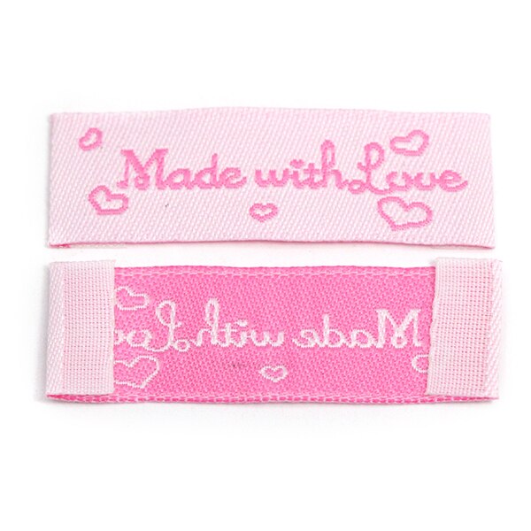 Étiquettes tissées à la main pour vêtements, accessoires de couture, en tissu, sacs à chapeaux, bricolage, 20 pièces, 16x48MM: Pink