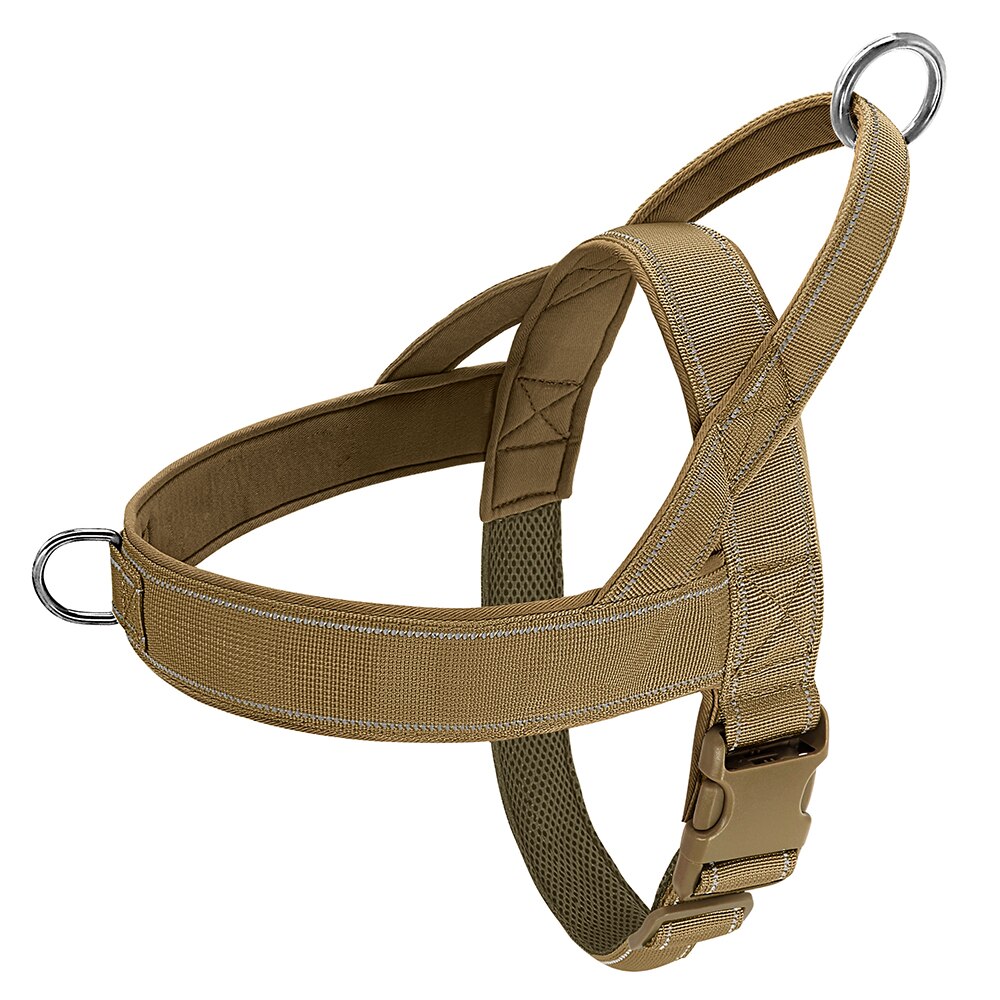 Durable Nylon Dog Harness No Pull Dog Harness Vest Reflective Pet Training Harnesses For Small Medium Large Dogs German Shepherd: Brown / M