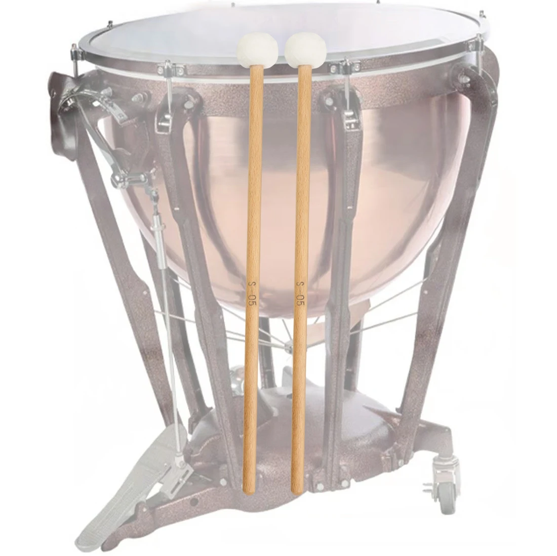 Baquetas de tambor de fieltro, mazos de tambor con mango de madera maciza, piezas de tambor timbales, accesorios para instrumentos de percusión, 1 par