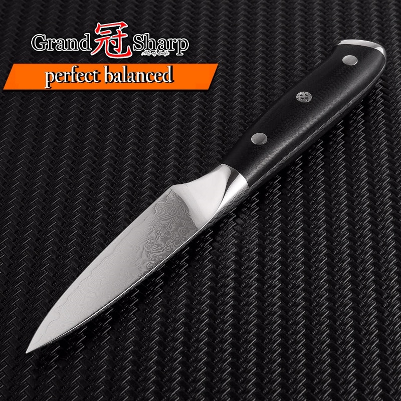Damascus Paring knife 3.5" Japanese Damascus Stainless Steel VG-10 Mosaic Rivet G10 Handle Peeling Fruit Kitchen Chef Knife
