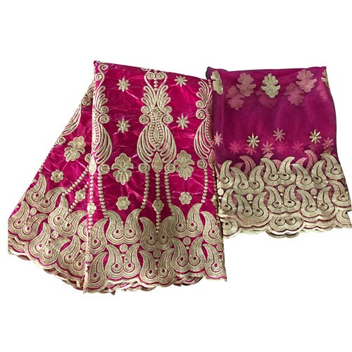 bazin riche getzner african guinea brocade fabric cotton fabrics embroidery tulle fabric gele headtie 5+2 yards/lot: Pink