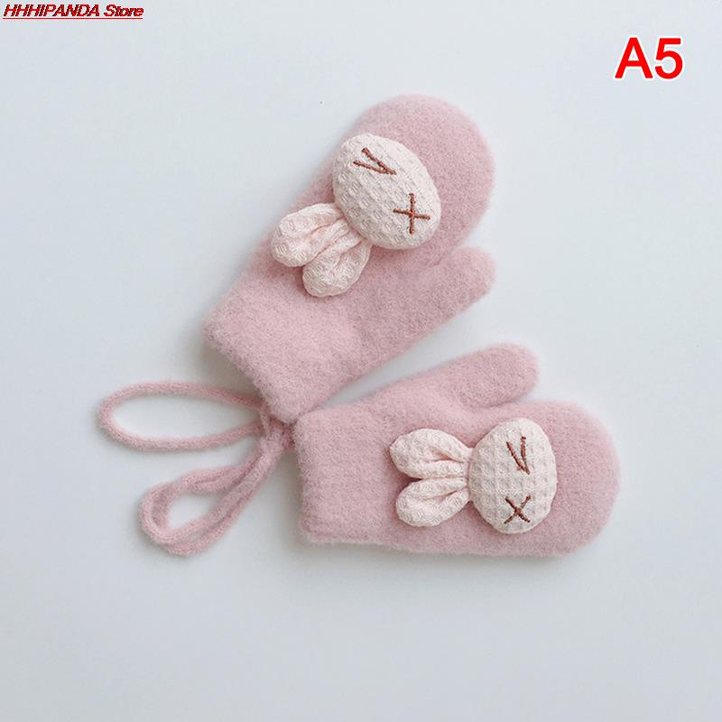 1 Paar Herfst Winter Warm Baby Handschoenen Cartoon Animal Bunny Thicken Kids Handschoenen Voor Baby Meisje Jongen Zachte Nylon Kinderen wanten: A5