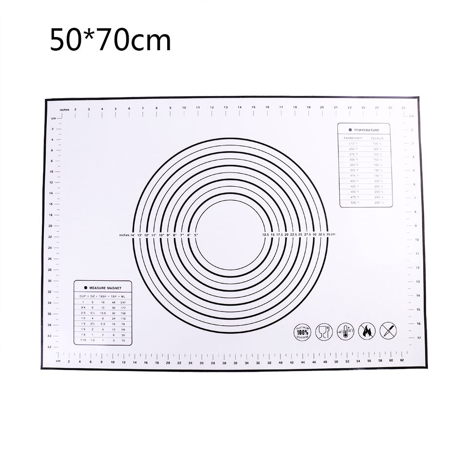 Vip Siliconen Bakken Mat Milieuvriendelijke Mat Voor Rolling Deeg Pad Grote Non-stick Oven Patisserie Bakken Accessoires Gereedschap: 50X70CM Black