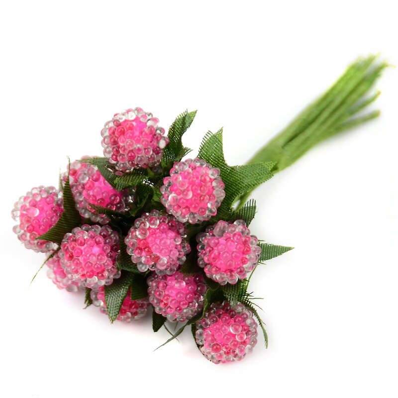 12 sztuk sztuczny owoc czerwone szkło jagody kwiat pręcik ślub symulacja granatu robić domu ślub dekoracja na choinkę